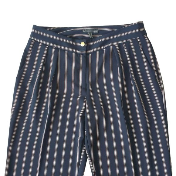 Adrianna Papell Navy Blue Vertical Stripes Pleated Front Dress Pants Size 8 - Picture 4 of 14